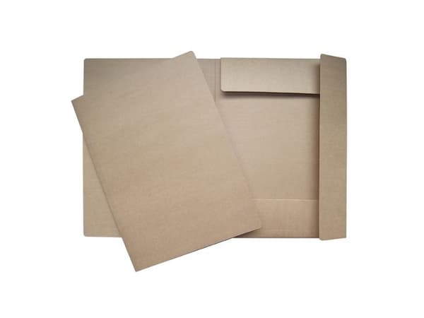 Vikmapp med 3 flikar, brun kartong, 600 g, A3