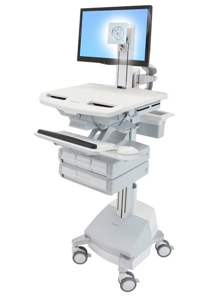 Ergotron StyleView, Multimediakärry, Alumiini, Harmaa, Valkoinen, Alumiini, Muovi, Sinkittyä terästä, Litteä paneeli, 17,3 kg, 61 cm (24")