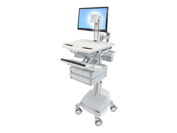 Ergotron StyleView, Multimediakärry, Alumiini, Harmaa, Valkoinen, Alumiini, Muovi, Sinkittyä terästä, Litteä paneeli, 17,3 kg, 61 cm (24")