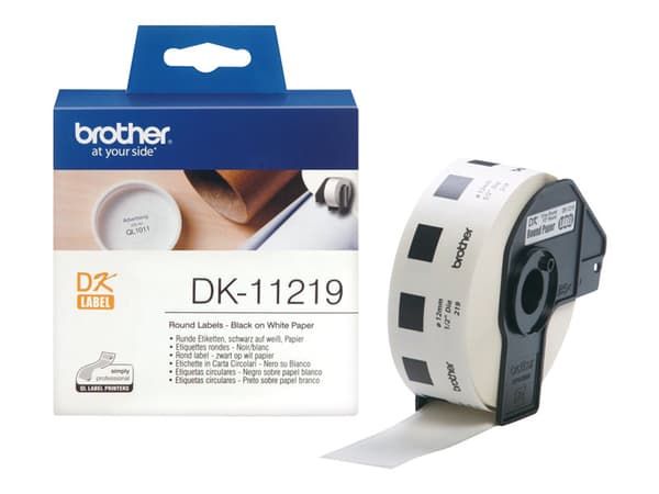 Brother DK-11219 - Svart på hvitt - Rull (1,2 cm) 1200 stk (1 rull(er) x 1200) merkelapper - for Brother QL-1050, QL-1060, QL-500, QL-550, QL-560, QL