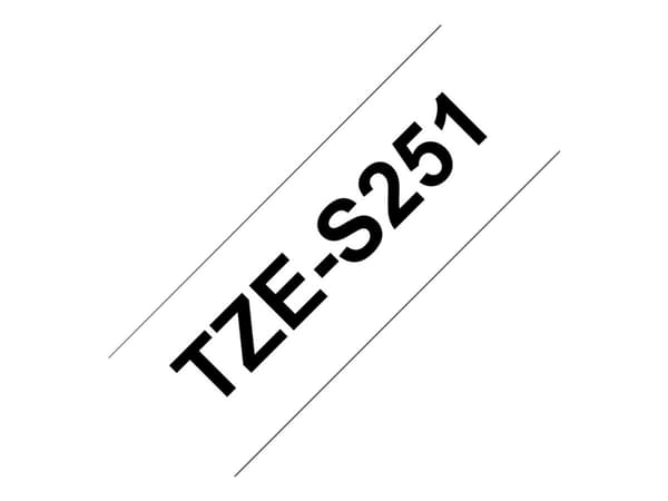 Brother TZe-S251 - Extrastark häftning - svart på vitt - Rulle ( 2,4 cm x 8 m) 1 kassett(er) bandlaminat - för Brother PT-D600; P-Touch PT-3600, D800