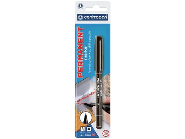 Centropen markør svart permanent rund spiss 1,00 mm (628466012)