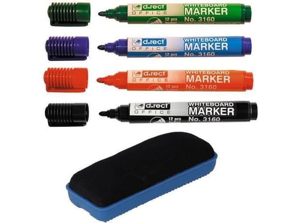 D.Rect märkpennor, set med 4 färger + svamp (215626)