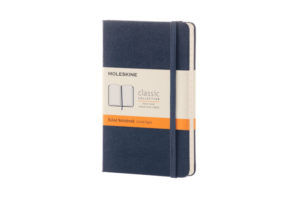 Moleskine Classic, Monokromatiskt, Blå, 192 ark, 70 g/m ^, Linjerat papper, Inbunden