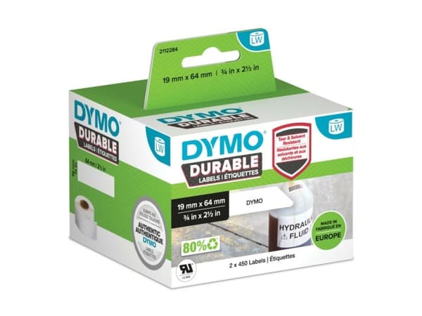 DYMO - Permanet adhesiv - 64 x 19 mm 900 etikett(er) (2 rull(er) x 450) merkelapper - for DYMO LabelWriter 310, 315, 320, 330, 400, 450, 4XL, SE450,