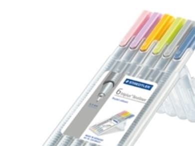 STAEDTLER triplus - Fineliner - lys oransje, delft-blå, limettgrønn, sølvgå, lavendel, lys karmin - vannbasert blekk - 0.3 mm - superfin (en pakke 6)