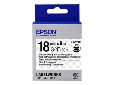 Epson LabelWorks LK-5TBN - Svart på klar - Rulle (1,8 cm x 9 m) 1 kassett(er) etiketttejp - för LabelWorks LW-1000, 400, 600, 700, 900, K400, Z5000,