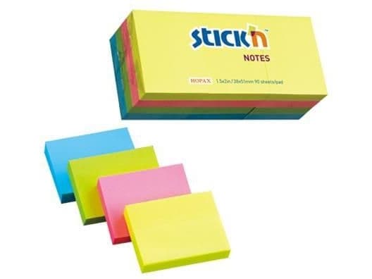 Notesblok 38x51mm 100 Blad 12 Pakke Assorteret