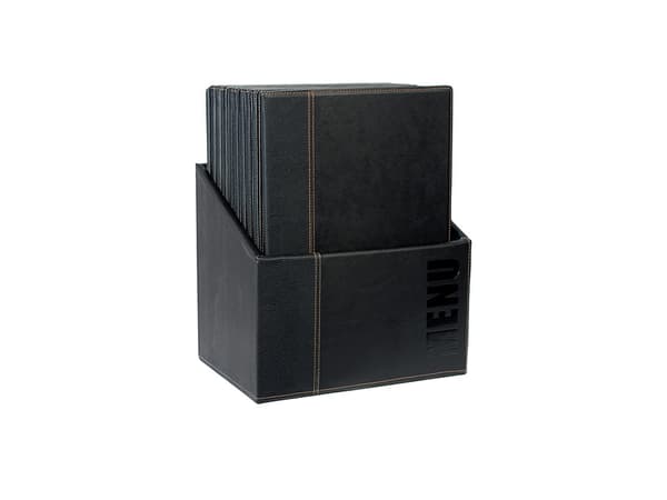 Securit MC-BOX-TRA4-BL, A4, Metall, PU lær, Svart, Matt, Lakk, Plastikk, Avrundede hjørner