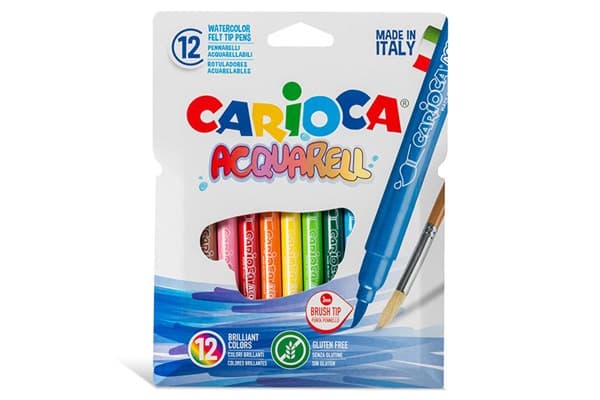 Carioca Acquarell, Hienojakoinen, Monivärinen, Harjaspää, 3 mm, Pyöreä, Italia