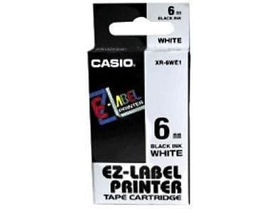 Casio XR-6WE - Självhäftande - svart på vitt - Rulle (0,6 cm x 8 m) 1 kassett(er) etiketttejp - för KL 170, 60, 60SR, 780