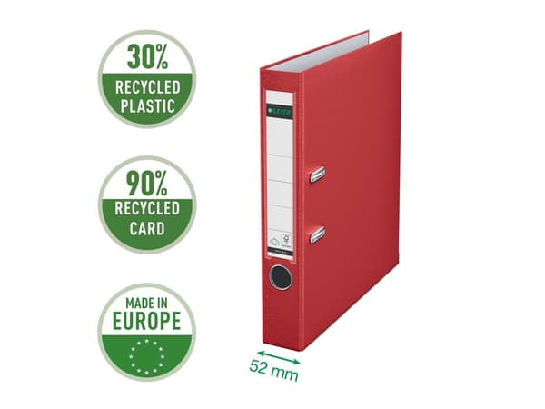 Brevordner Leitz 180° PP A4 50mm rød - (10 stk.)
