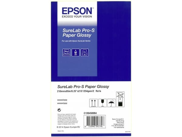 Epson Surelab Pro-S Paper Glossy A4x65, 21 cm, 252 µm, 190 g/m², Tyskland, Gloss, 21 cm (8.25")
