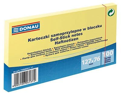Donau Självhäftande klisterdyna 127X76MM 1X100 ljusgul (7588001-11)