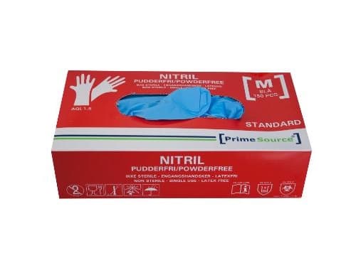 Engangshandske Prime Source STANDARD str. M uden pudder Nitril AQL 1.5 blå - (150 stk.)