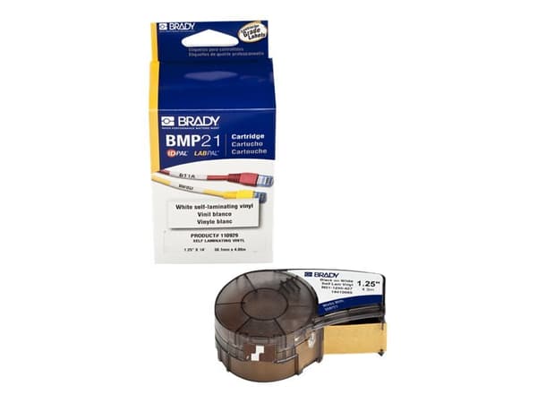 Brady B-427 - Vinyl - matt - gjennomskinnelig, svart på hvitt - Rull (3,18 cm x 4,27 m) 1 rull(er) merkelapper - for Brady BMP21, BMP21-LAB, BMP21-PL