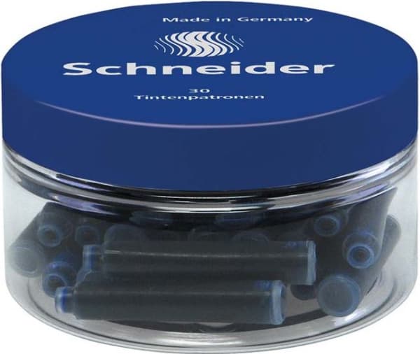 Schneider Schreibgeräte Schneider Tintenpatronen, Blå, Tynn, Gummi, Krukke, schneiderpen, 30 stykker