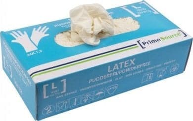Engangshandske Prime Source str. L uden pudder Latex AQL 1.5 hvid - (100 stk.)