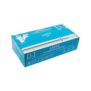 Engangshandske Prime Source str. L uden pudder Latex AQL 1.5 hvid - (100 stk.)