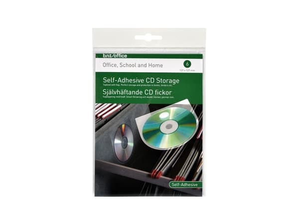 CD-lomme m/klap 127x127mm selvklæb. 6stk/pak - (6 stk.)