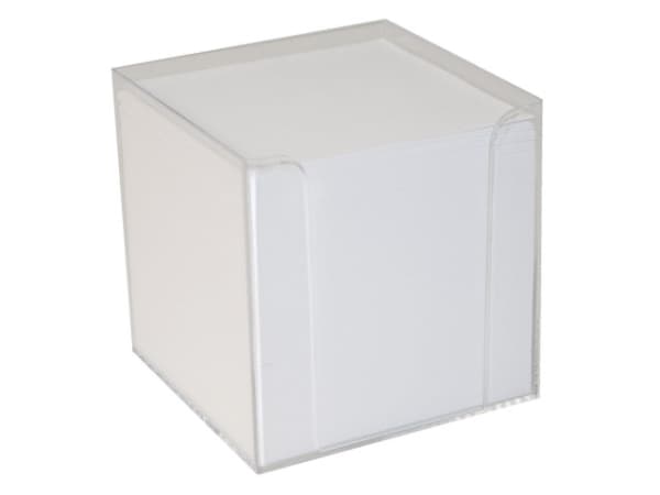 Kuutioannostelija kirkasta muovia, 700 arkkia valkoinen 9,5x9,5x9,5x9,5 cm