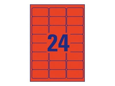 Avery L6034 - Permanet adhesiv - rød - 63.5 x 33.9 mm 480 etikett(er) (20 ark x 24) merkelapper