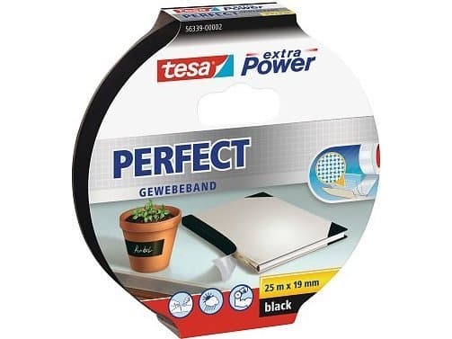 TESA 56339-02, 25 m, Sort, Stoff, Fotoark kartong, Papir, Sterk, 1,9 cm
