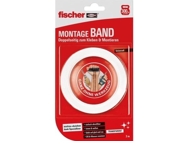 Fischer 545955 doppeltsidet montagebånd (L x B) 3 m x 19 mm 1 stk