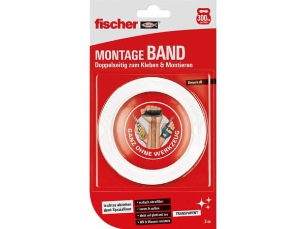 Fischer 545955 doppeltsidet montagebånd (L x B) 3 m x 19 mm 1 stk