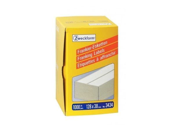 Avery Zweckform 3434 - Naturlig hvitt - 128 x 38 mm 1000 stk (500 ark x 2) merkelapper