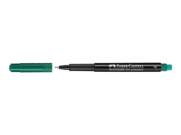 Faber-Castell MULTIMARK 1513 - Markør - permanent - grønn - 0.6 mm - fin - med viskelær