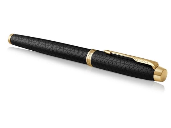 Parker IM, Svart, Guld, Påfyllning med bläckpatronssystem, Blå, Gjuten aluminium, mässing, Metall, Rund spets, Rostfritt stål