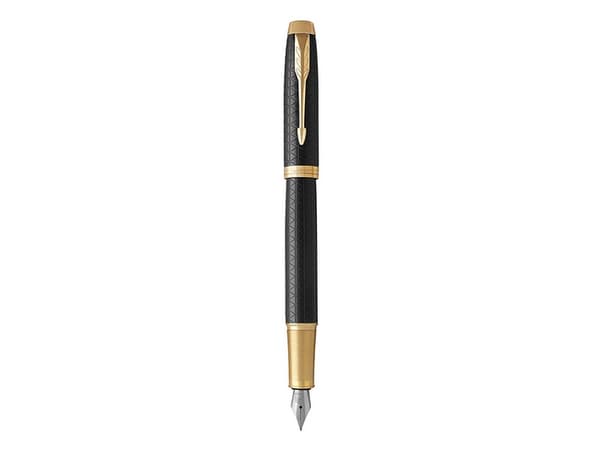 Parker IM, Svart, Guld, Påfyllning med bläckpatronssystem, Blå, Gjuten aluminium, mässing, Metall, Rund spets, Rostfritt stål