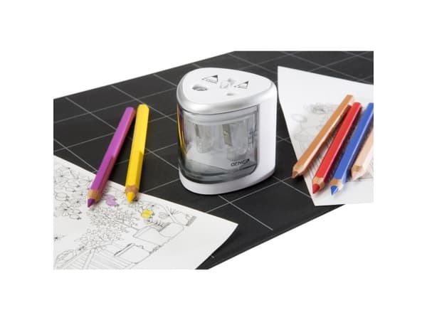Genie PS 120, Elektrisk pennvässare, Transparent, Vit, 1,2 cm, 9 mm, Batteri, AA