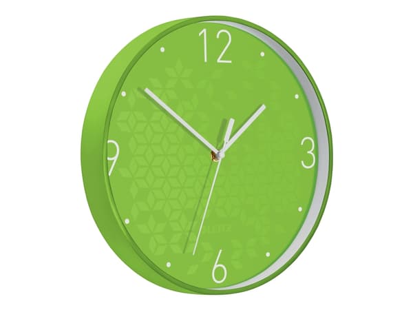 Leitz WOW - Klokke - kvarts - veggmonterbar - 29 cm - green with geometric pattern