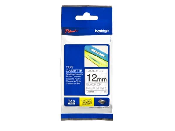 Brother TZM31 - Matt - svart på klar - Rulle (1,2 cm x 8 m) tejp - för Brother PT-D210, D600, H110; P-Touch PT-1880, D200, D450, D800, H110, P300