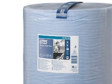 Aftørringsrulle Industri Tork Plus W1 2-lag Ø39cm B36.9cmxL510m Mix FSC Blå,510 m/krt