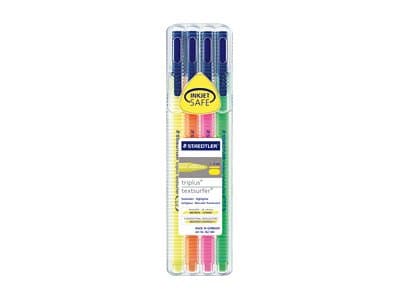 STAEDTLER triplus textsurfer - Markeringspenn - neongrønn, neongul, neonoransje, neonrosa - vannbasert fargeblekk - 1-4 mm - fin og bred (en pakke 4)