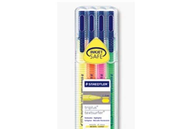 STAEDTLER triplus textsurfer - Markeringspenn - neongrønn, neongul, neonoransje, neonrosa - vannbasert fargeblekk - 1-4 mm - fin og bred (en pakke 4)