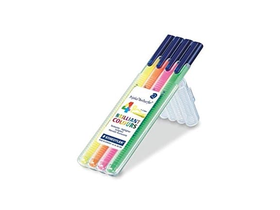 STAEDTLER triplus textsurfer - Markeringspenn - neongrønn, neongul, neonoransje, neonrosa - vannbasert fargeblekk - 1-4 mm - fin og bred (en pakke 4)