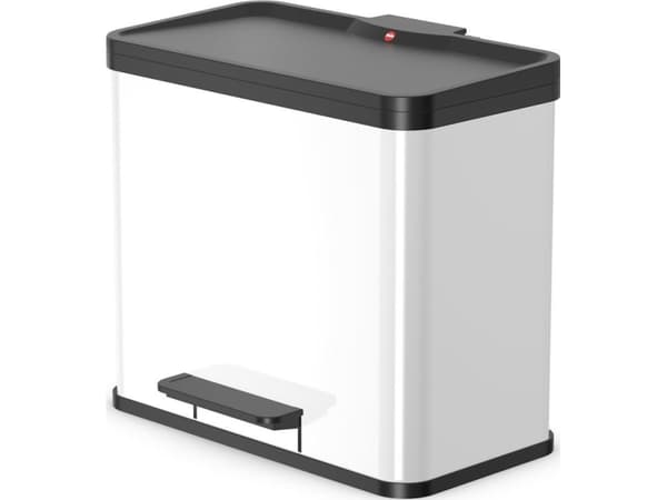 Hailo ÖKO DUO PLUS L, 26 l, Rektangulær, Rustfritt stål, Sort, Hvit, Plast, Pedal