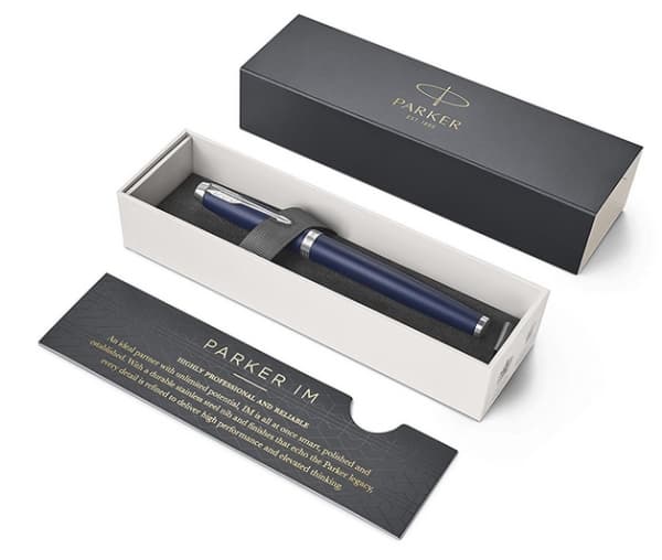 Parker IM, Blå, Påfyllning med bläckpatronssystem, Blå, Gjuten aluminium, mässing, Metall, Rund spets, Rostfritt stål