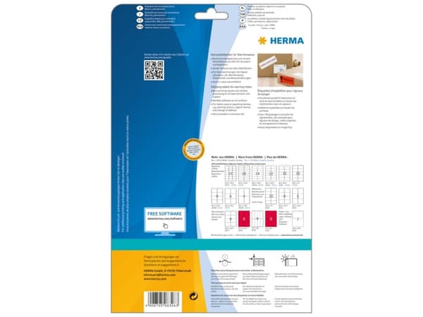 HERMA 8326, Hvit, Papir, Laser/Blekkskriver, Matte, Permanent, Avrundet rektangel