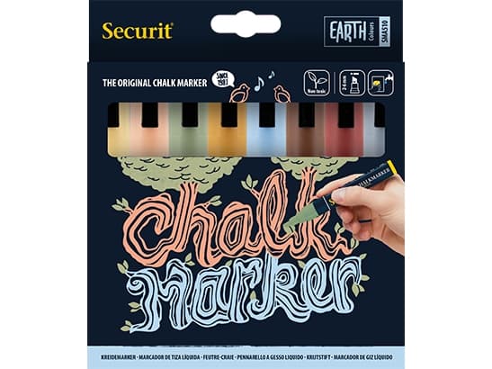 Securit® original kridtmarker sæt med otte i jordfarver - (6 stk.)