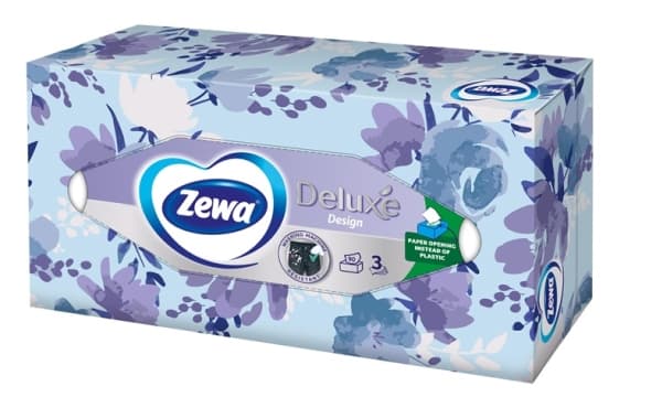 Zewa Engangslommetørklær ZEWA Deluxe, 3-lags, 90 stk, i eske