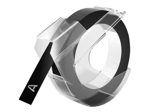 DYMO - Svart, glättat - Rulle (1 cm x 3,7 m) etiketter för bandspolar