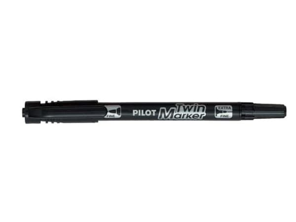Permanent markör, Pilot BeGreen Twin Marker, extra fin/fin, svart