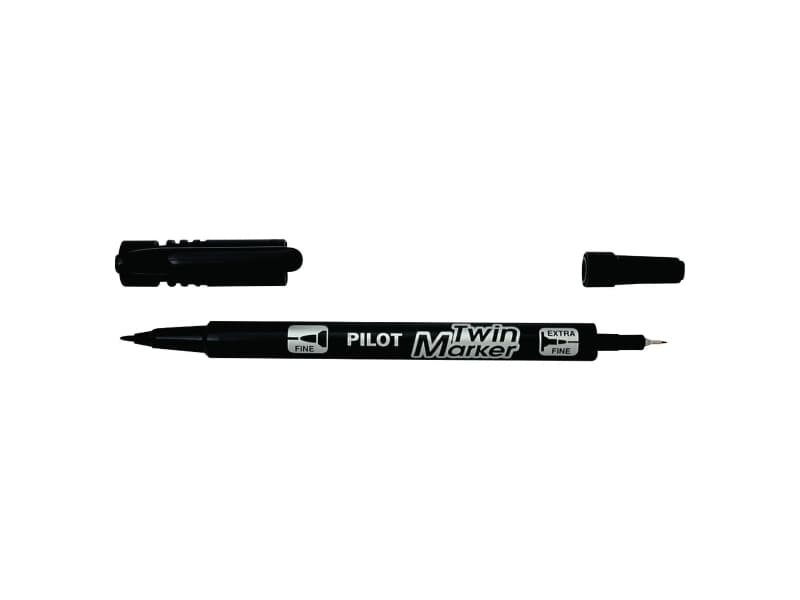Permanent marker Pilot Twin Marker, superfine/fine, sort