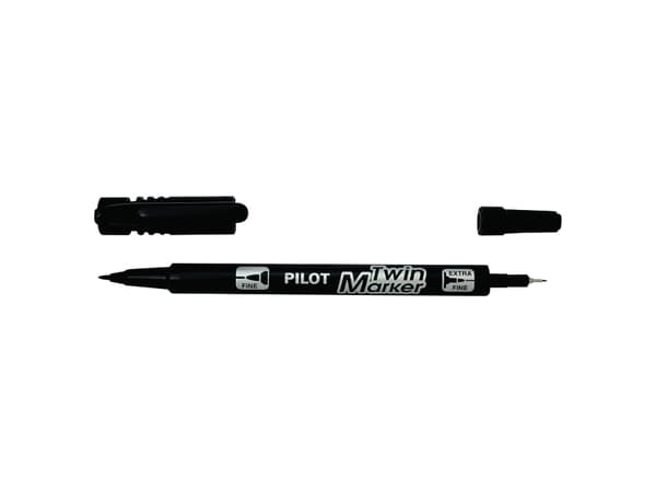 Permanent markör, Pilot BeGreen Twin Marker, extra fin/fin, svart