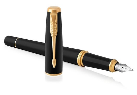 Parker Urban, Svart, Guld, Påfyllning med bläckpatronssystem, Blå, Gjuten aluminium, mässing, Krom, Rund spets, Rostfritt stål